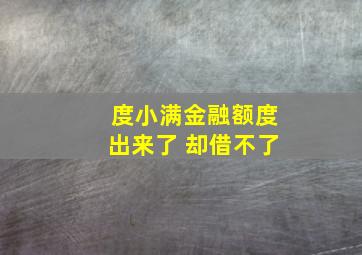 度小满金融额度出来了 却借不了